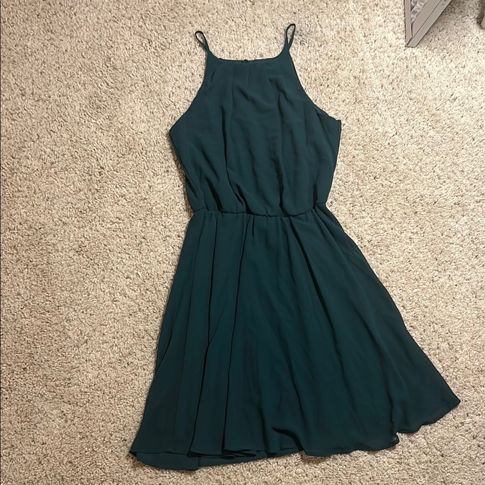 Miami Green Halter Mini Sundress for Casual Nights